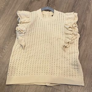 Who What Wear Oatmeal Knit Sleeveless Sweater